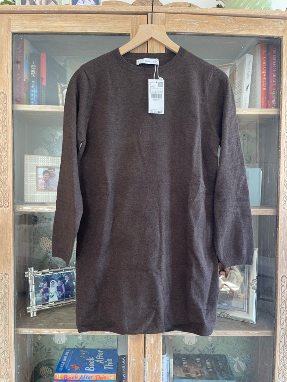 Mango Chocolate Brown Crewneck Tunic Sweater